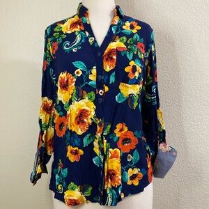 DNA couture Button Down Tropical Floral‎ Shirt